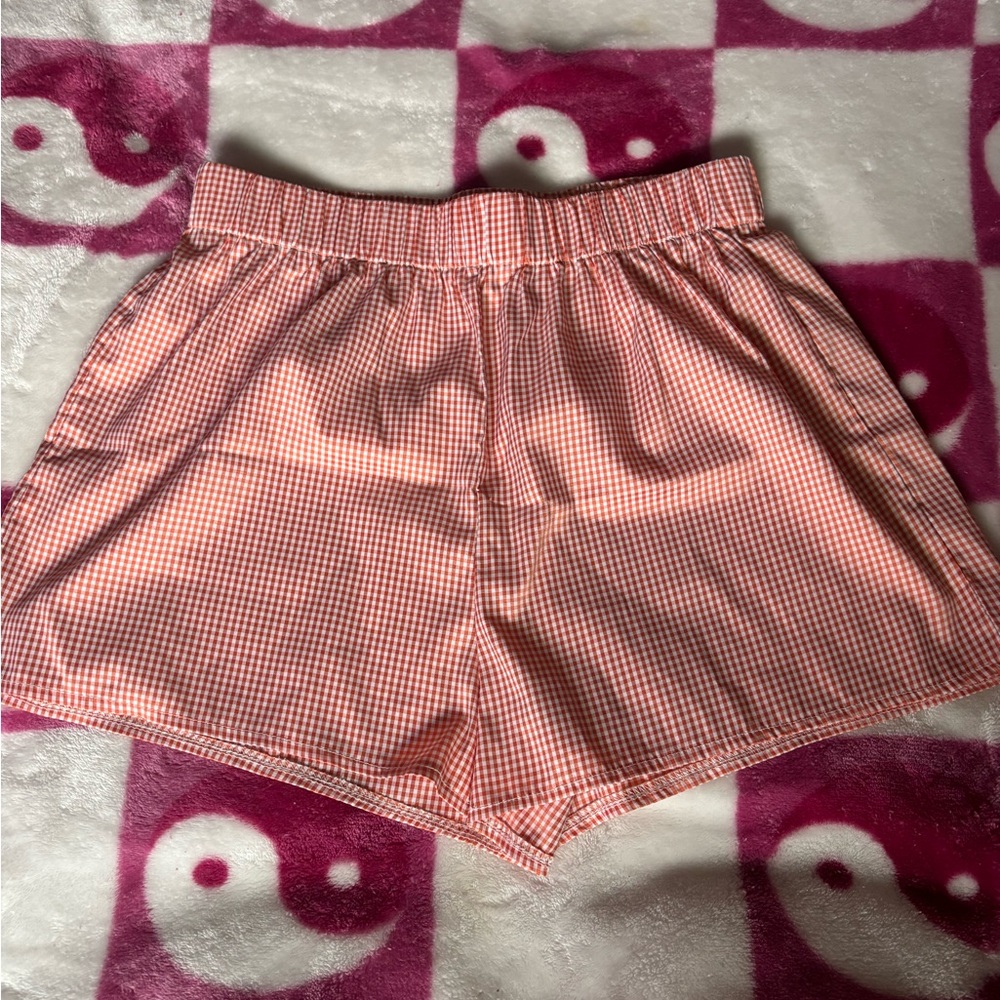 Chic Red Gingham Shorts